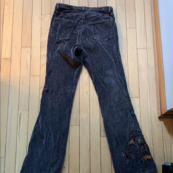 Embroidered corduroy brown/black flare pants - Picture 4 of 4